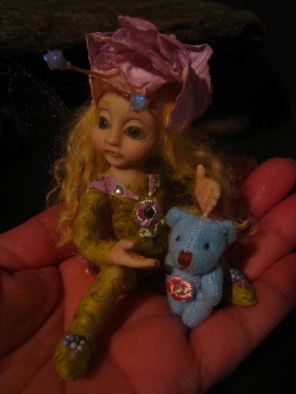 Ooak Baby Fairy Melina and Teddy Bear